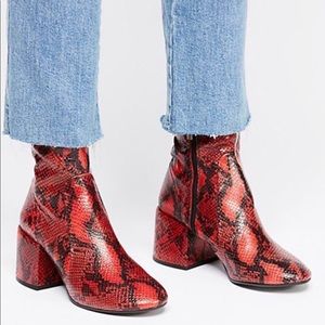 Jeffrey Campbell Red Snake Booties